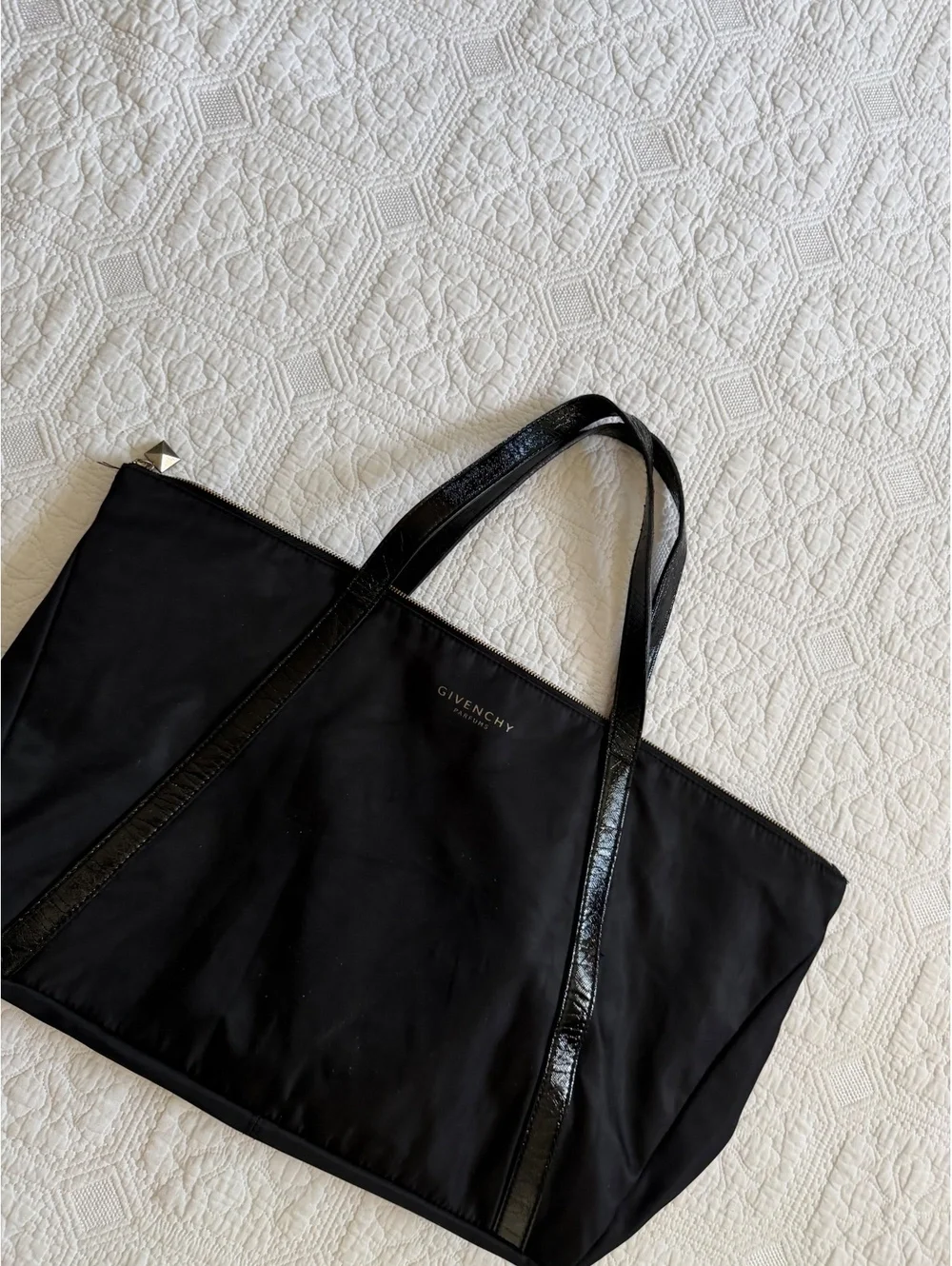 Givenchy Parfums Black Fabric Tote Bag with Glossy Black Acc